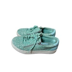Girl's Kidpik Seafoam Green Glitter Fashion Sneakers Sz 7